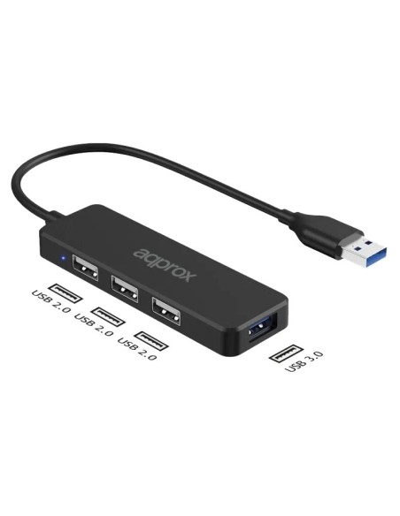 HUB 4 PTOS 3X USB2.0 1 X USB3  TIPO A A TIPO A APPROX PN: APPC47 EAN: 8435099531494