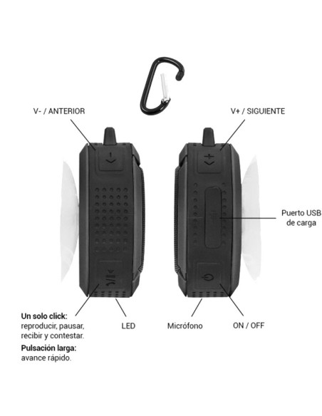 ALTAVOZ BT APPROX WATERPROOF   NEGRO APPSPWPB PN: APPSPWPB EAN: 8435099524496