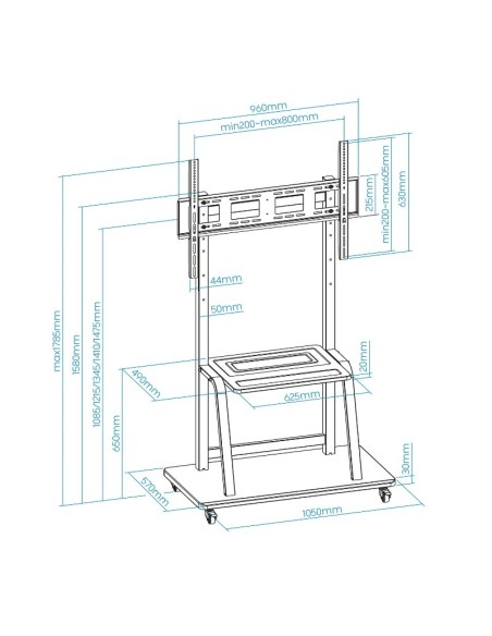 SOPORTE SUELO VESA 17-27" TOOQ "COLOSO" CON RUEDAS PN: FS20101M-B EAN: 8433281013780