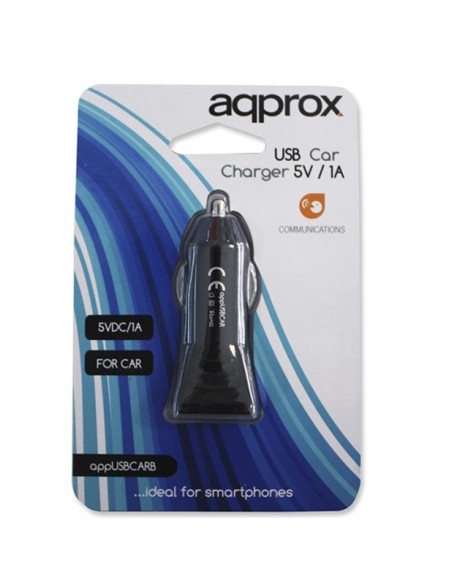 CARGADOR  5V COCHE 1X USB 1.0A  NEGRO PN: APPUSBCARB EAN: 8435099516200