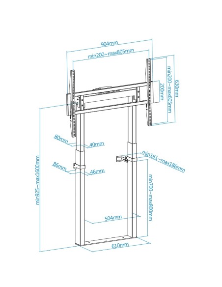 SOPORTE SUELO FIJO VESA 55-100 " TOOQ "TITAN" ELECTRICO PN: FSM01-B EAN: 8433281013681