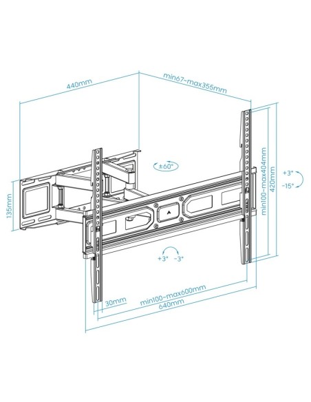 SOPORTE MONITOR/TV 37-80" TOOQ INCLINABLE PN: LP7866TN-B EAN: 8433281013155