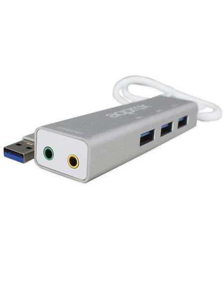 TARJ. SONIDO USB + HUB 3X USB  3.0 PN: APPUSB51HUB EAN: 8435099524441