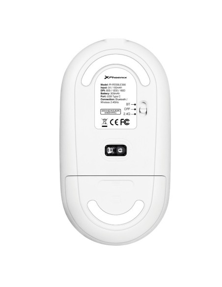 RATON WIRE/BT  PHOENIX REBBLE  BLANCO RECARGABLE + RECEP USB PN: PHREBBLE-W EAN: 8436583235416