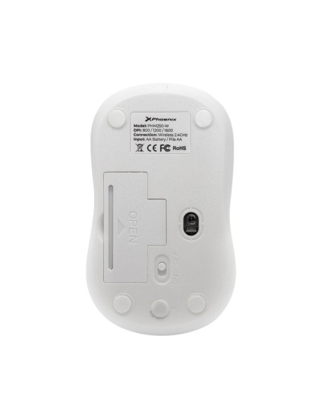 RATON WIRELESS PHOENIX M250    BLANCO CON RECECPTOR USB PN: PHM250-W EAN: 8436583235454