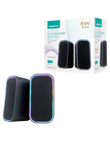ALTAVOZ 2.0 OMEGA OGG135       6W RMS NEGRO, AUX Y BT RGB PN: 0GG135 EAN: 5907595461474