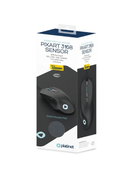 RATON OPTICO OMEGA USB 1600DPI PIXAR + ALFOMBRILLA NEGRO PN: PMOM010 EAN: 5907595455718