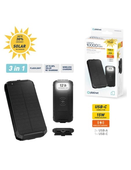 POWERBANK 10000 MAH PLATINET   SOLAR PN: PMPB10SPW15 EAN: 5907595460309
