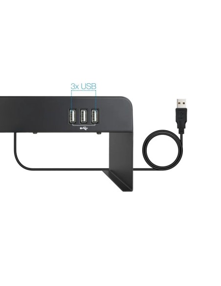 SOPORTE ELEVADOR TOOQ TQMR0124 X3 USB NEGRO PN: TQMR0124 EAN: 8433281010253