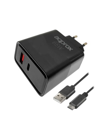 CARGADOR 65W ENCHUFE APPROX 1X USB A, 1X USB...