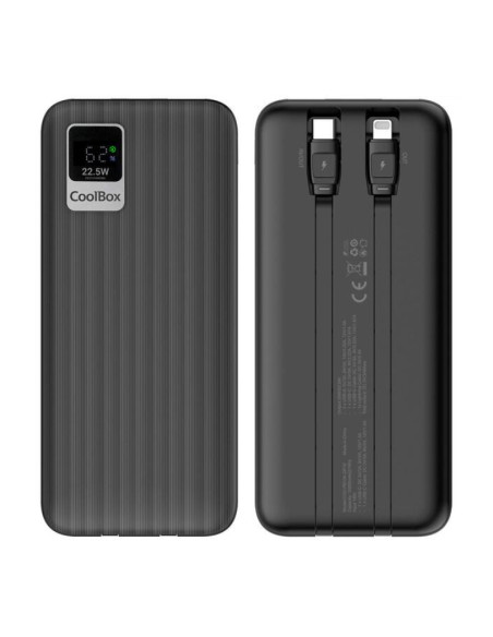 POWERBANK 10000 MAH COOLBOX    CON CABLES INTEGRADOS NEGRO PN: COO-PB10K-DP10 EAN: 8436624422256   