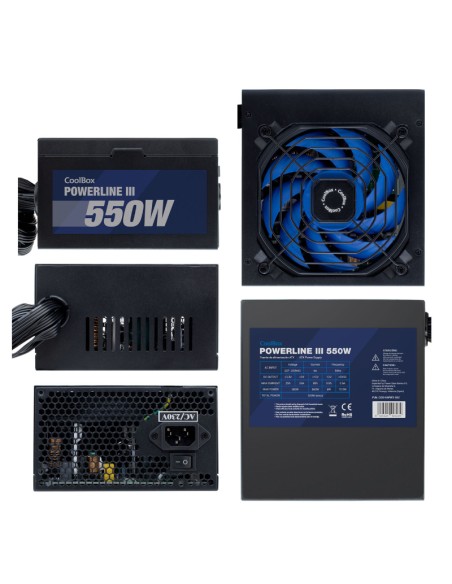 FUENTE 550W/20A COOLBOX        POWERLINE III 85% NEGRO PN: COO-FAPW3-550 EAN: 8436624423239   