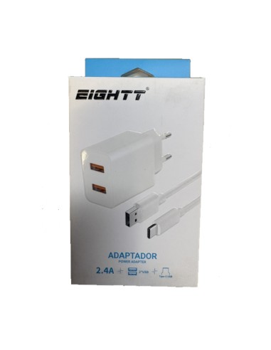 CARGADOR 5V ENCHUFE EIGHTT 2.4 A 2X USB BLANCO...