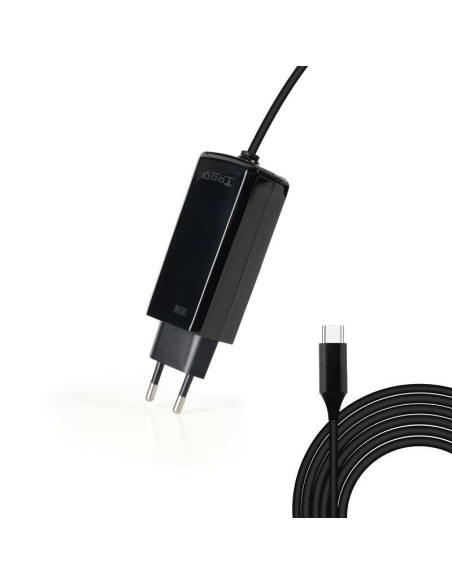 CARGADOR  5V ENCHUFE TOOQ 90W  USB TYPE C GAN 1.8M NEGRO PN: TQLC-USBCGAN90PD EAN: 8433281015272   