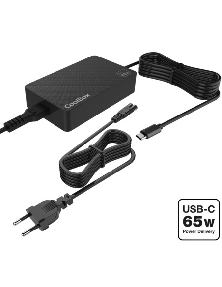 ALIMENTADOR UNIVERSAL COOLBOX  USB TYPE-C 65W GAN PN: COO-NB65-UC EAN: 8436624424243   
