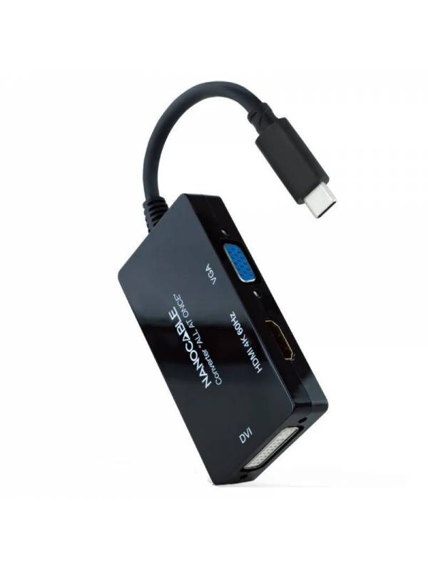 CONVERSOR USB TYPE-C A HDMI H, HDMI H, DVI H, VGA H NEGRO PN: 10.16.4301-ALL EAN: 8433281013049